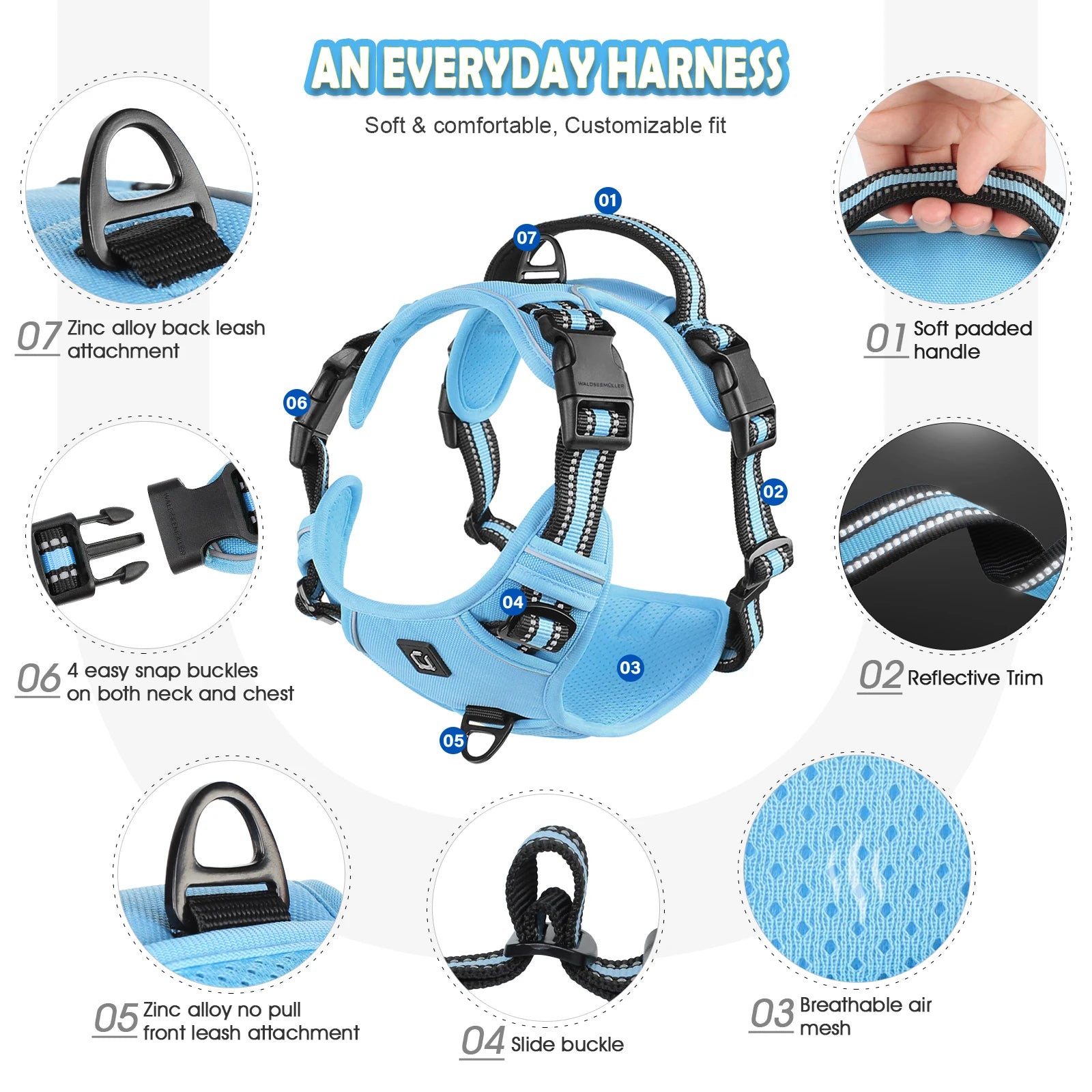 The Forge - Cushioned No-Pull Harness Combo with Reflective Leash