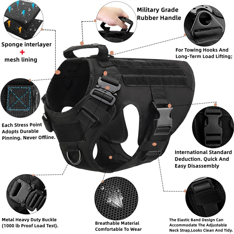 Tactical No-Pull Dog Harness with Leash Set – Built for Strength & Comfort