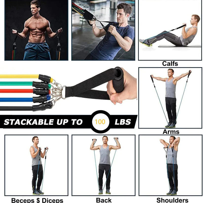 Set of Resistance Bands, Bodybuilding Home Gym Equipment